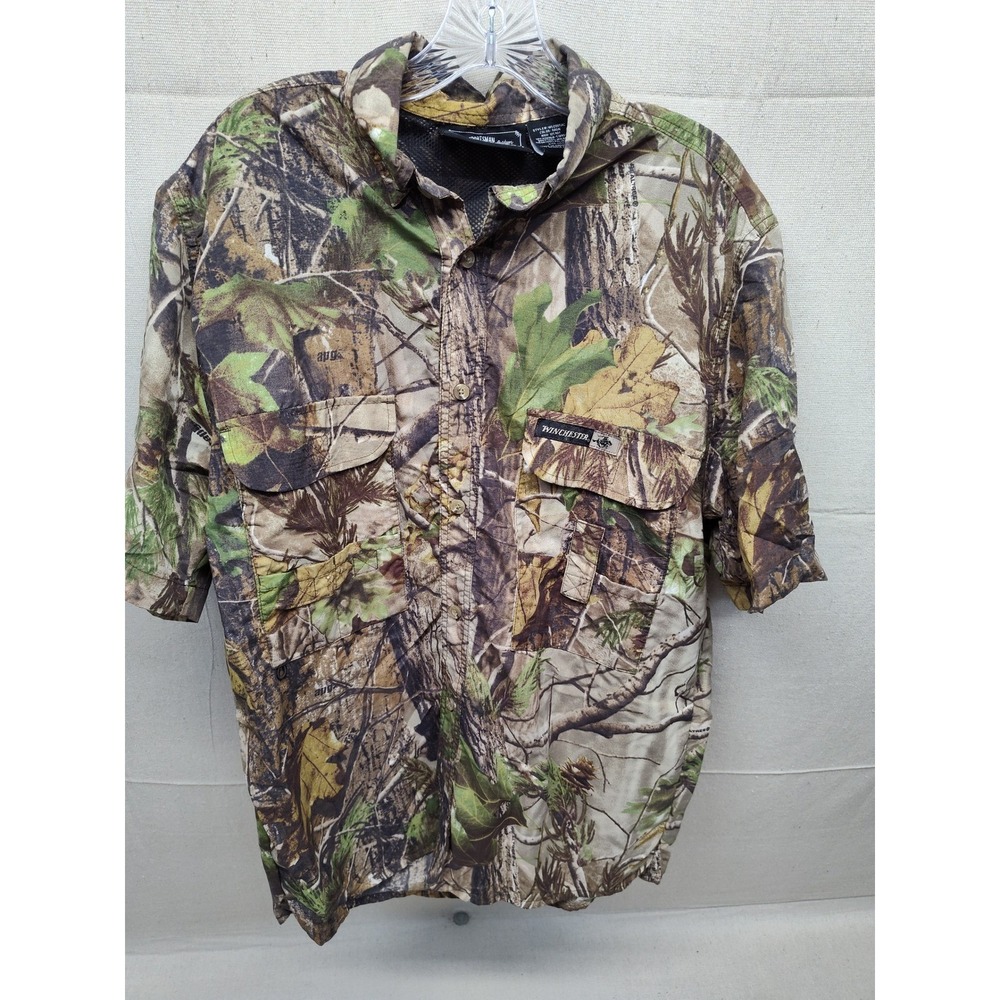 Winchester Mens Realtree Camo Short‎ Sleeve Hunting Shirt Vented WLC005AC Size M